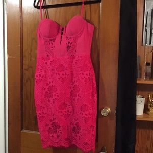 Pink Lace Midi Bebe dress